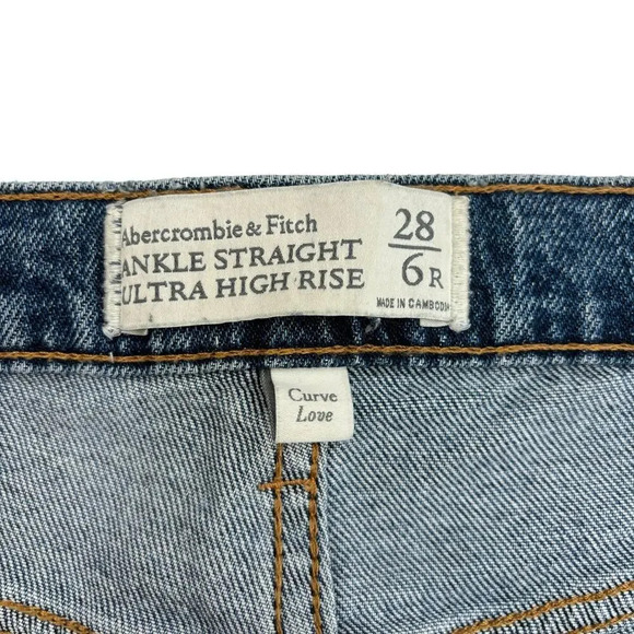 Abercrombie and Fitch Curve Love Jeans Ultra High Rise Ankle Straight Size 28 6R - Picture 10 of 12